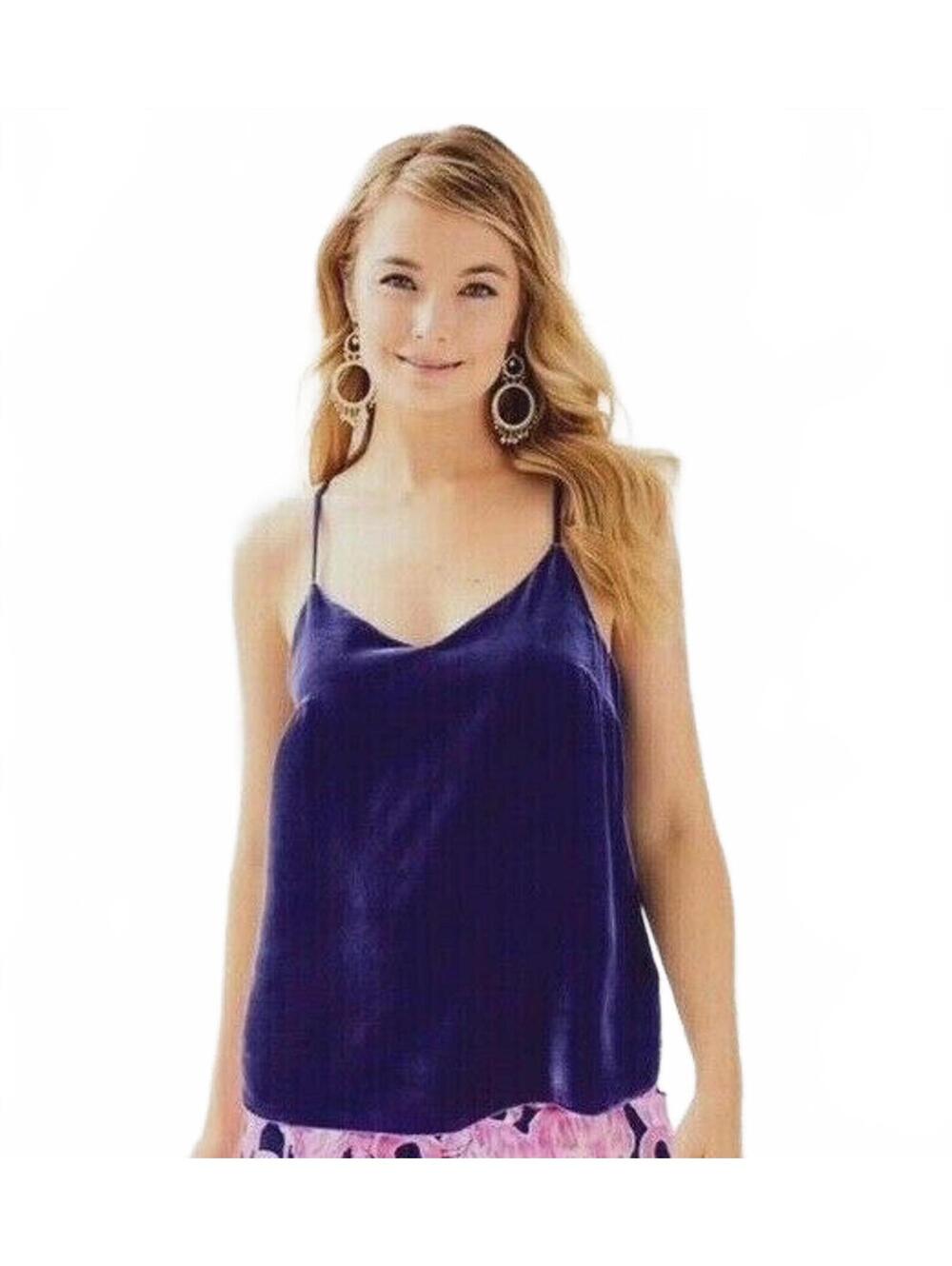 NWT Lilly Pulitzer True Navy Dusk Velvet Tank Top Sleeveless V-Neck Cami S